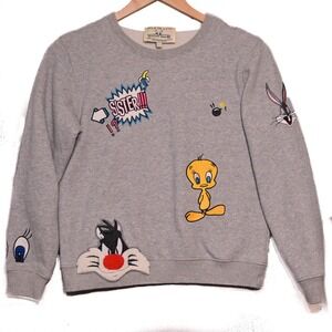 Paul & Joe Sister Sweatshirt Womens Looney Tunes Patch Size 3 Gray Portugal